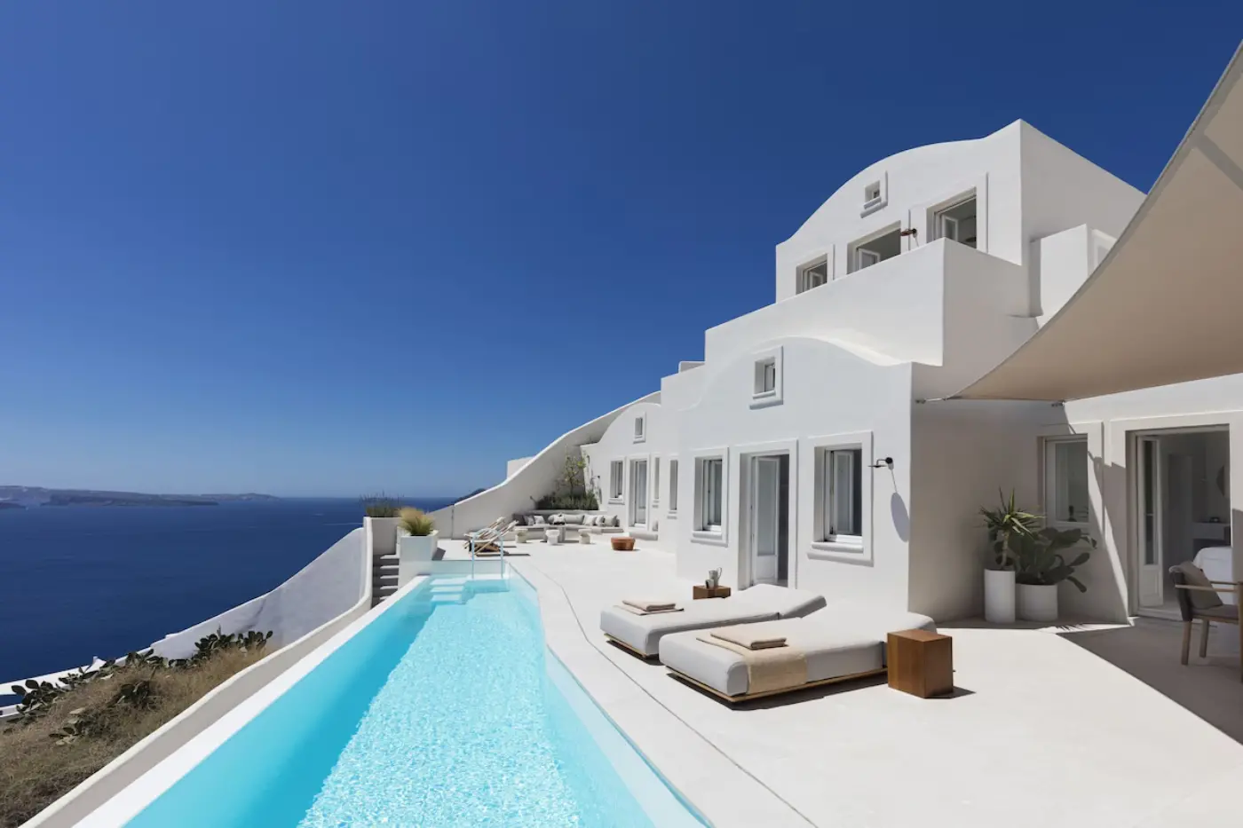 View from Three Bedroom Villa with Infinity Pool | Terrace/patio at Canaves Oia Suites